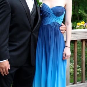 BCBG MaxAzria Blue Ombré Strapless Gown Size 0